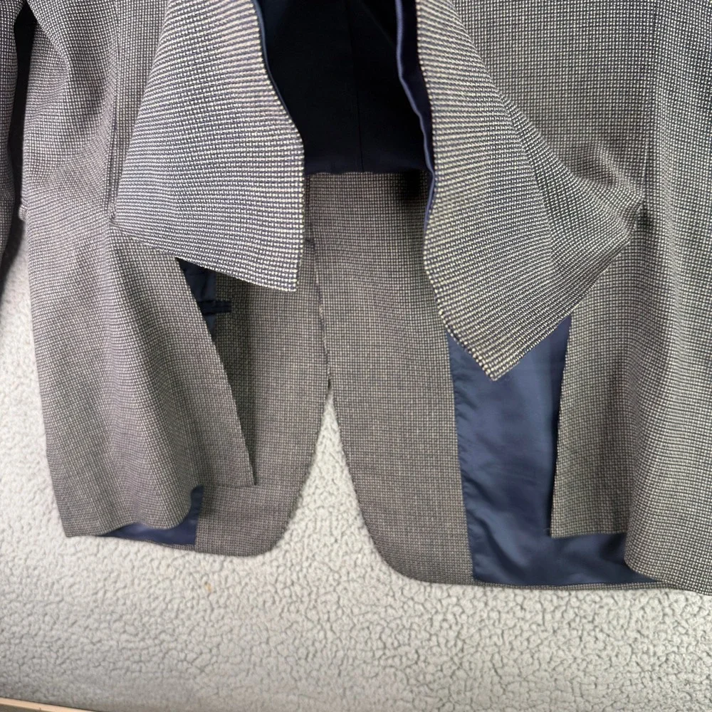 Canali Blazer Mens 56L Blue Silk Wool Micro Check 3 Button Blazer Italy US 46L